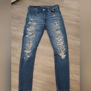 American Eagle Outfitters Ripped Blue Skinny Jeans